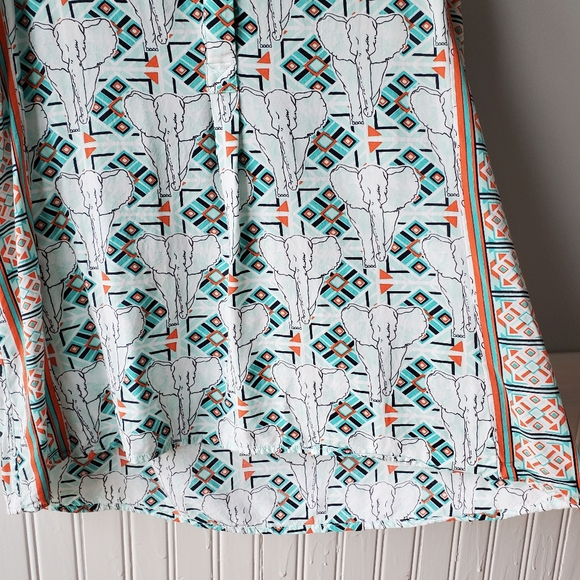 Sleeveless Rayon Tribal Elephant Half Button V-neck Tunic Blouse Medium(COPY) - Picture 4 of 16